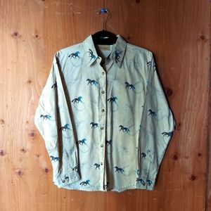 Wrangler Horse Patterned Light Beige Cotton Button Up Shirt